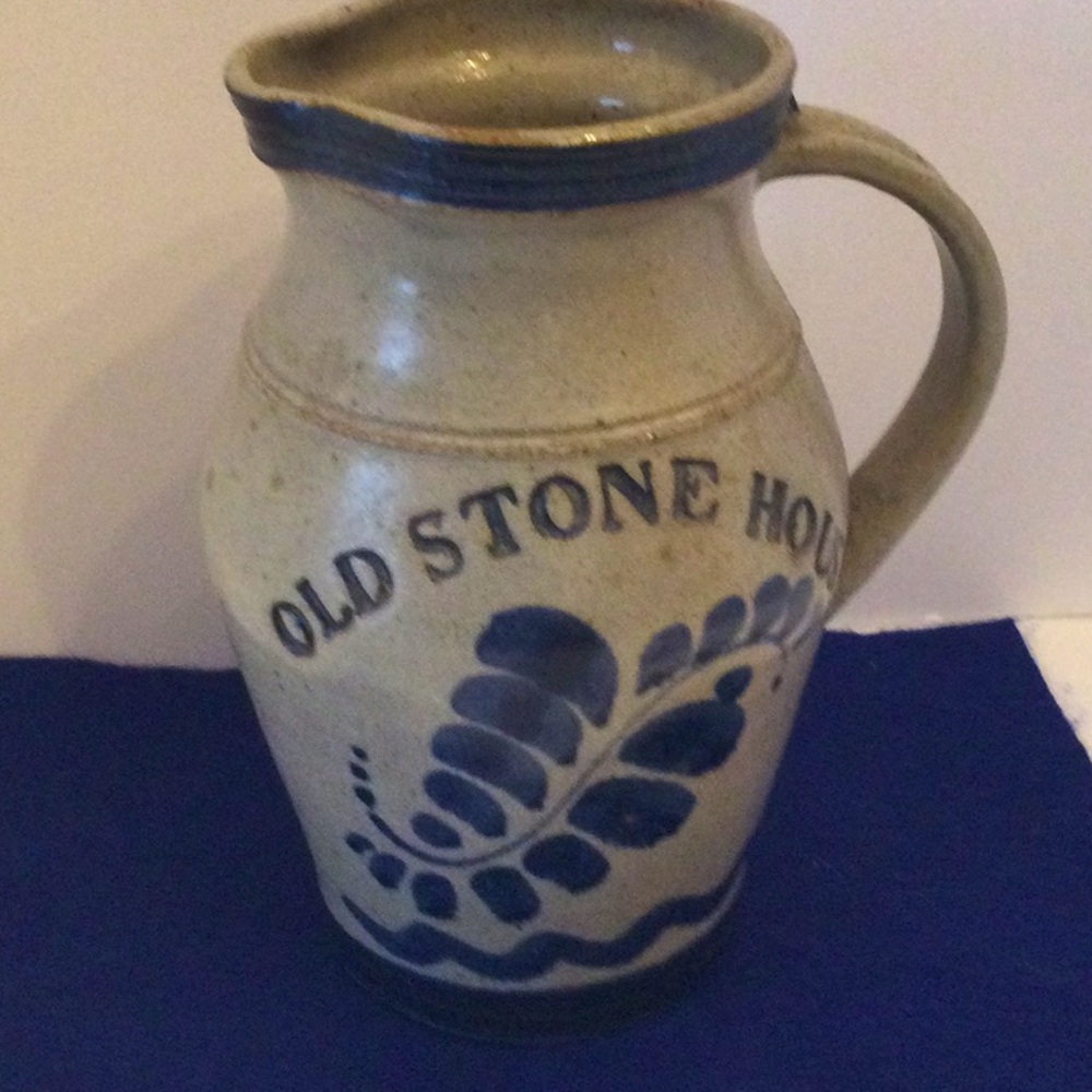Old Stone House Blue and Gray pottery pitcher